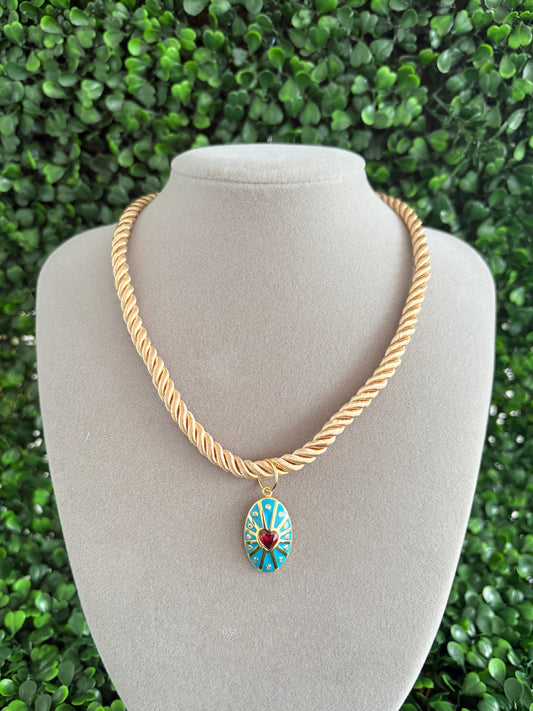 Turquoise Sunburst Heart Pendant