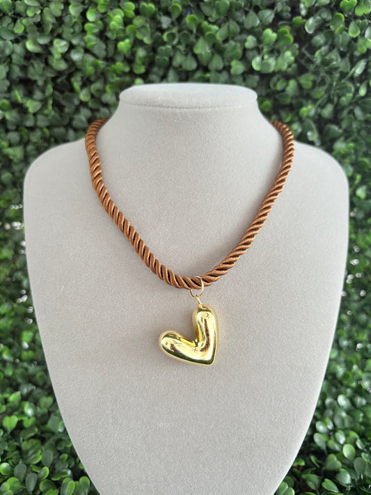Puffed Gold Heart Charm Pendant