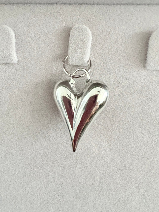 Silver Puffed Heart Charm Pendant