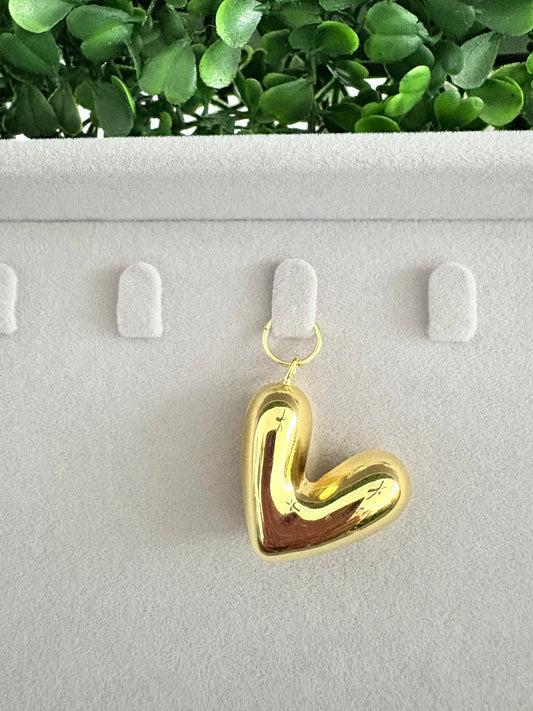 Puffed Gold Heart Charm Pendant