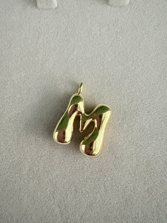 Puffed Initial M Gold Charm