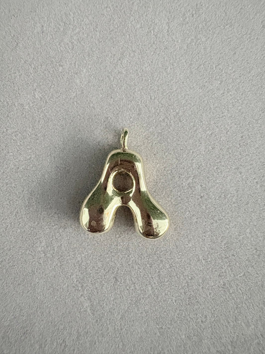 Puffed Initial A Gold Charm